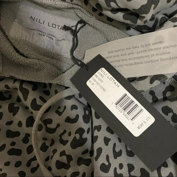 Nili Lotan Janie Cloud Grey Leopard Hoodie XS NWT $325